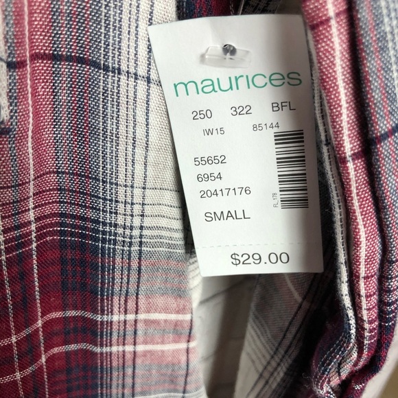 Maurices Long Sleeve Button Down Plaid Shirt Size Small - Picture 6 of 8